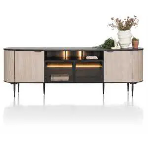 Dressoir 240 cm met 2 deuren en 2 glasdeuren