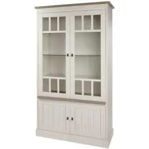 Meuble bar 211 cm, mélèze et chêne cristal brun clair, avec 2 portes vitrées