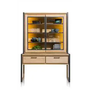 Buffet 130 x 200 cm, finition métallique, avec 2 portes et 2 tiroirs