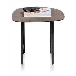 Promoties 3 Bijzettafel betonlook 45 cm met zwart onderstel