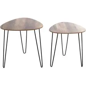 Zwarte set van 2 bijzettafels - 40/48 x 43/48 x 40/48 cm