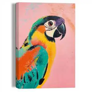 Canvas Coloured Parrot - 20 x 30 cm