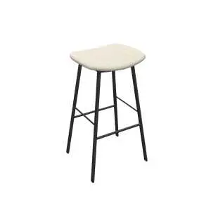 Barkruk 80 cm, greige zitting, zwart structuurframe