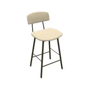 Barkruk, zithoogte 65 cm, donkere bronskleur met beige zitting