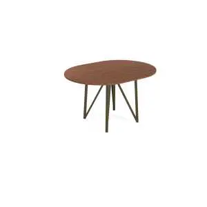Tafel 120 cm diameter, Lorenzo walnoot HPL-blad, met frame in donker brons