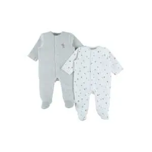 Babypyjama 3 maanden, set van 2 in beige velours