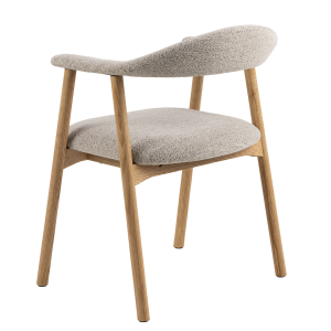 Armstoel 56 cm, Beige Monza-stof met eiken onderstel Armstoel 56 cm, Beige Monza-stof met eiken onderstel
