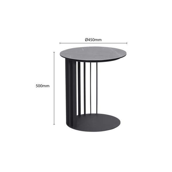 Bijzettafel Lipari 2, keramiek en zwart metaal Bijzettafel Lipari 2, keramiek en zwart metaal