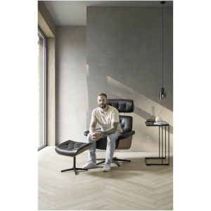 Relaxfauteuilset, zwart leder/PVC met gepoedercoat onderstel Relaxfauteuilset, zwart leder/PVC met gepoedercoat onderstel