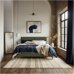 Bed 180×200 cm, gestoffeerd donkergroen met metalen frame en opbergruimte Bed 180x200 cm, gestoffeerd donkergroen met metalen frame en opbergruimte