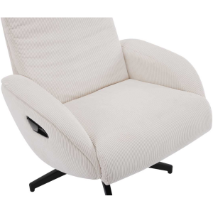 Fauteuil relax Maya, tissu cordé beige, pied noir, avec pouf Fauteuil relax Maya, tissu cordé beige, pied noir, avec pouf
