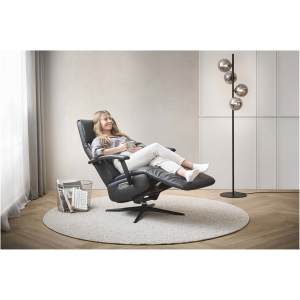 Relaxzetel 74 cm, zwart, leer en PU Relaxzetel 74 cm, zwart, leer en PU