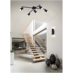 Wandlamp, mat zwart metaal, met 2 x GU10 fitting Wandlamp, mat zwart metaal, met 2 x GU10 fitting