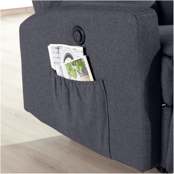 Fauteuil télé Stan, tissu Sunday anthracite à surpiqûre blanche Fauteuil télé Stan, tissu Sunday anthracite à surpiqûre blanche
