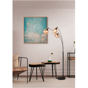 Vloerlamp 71,5 cm, amberkleurig glas, mat zwart metalen armatuur Vloerlamp 71,5 cm, amberkleurig glas, mat zwart metalen armatuur