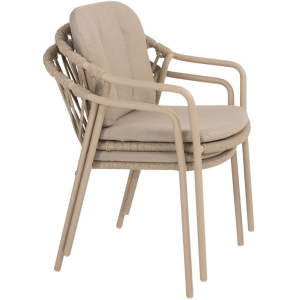 Tuinstoel, latte kleur, stapelbaar, met 2 kussens Tuinstoel, latte kleur, stapelbaar, met 2 kussens