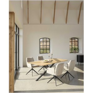 Eettafel 160 cm, eik melamine met zwarte sterpoot Eettafel 160 cm, eik melamine met zwarte sterpoot