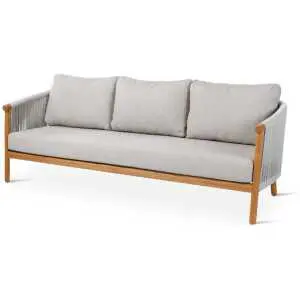 Banc de jardin 3 places 209 cm, teck naturel avec coussins Cloud et housse