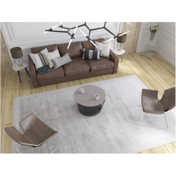 Salontafel, cement grijs keramiek, met zwart epoxy gelakt stalen onderstel Salontafel, cement grijs keramiek, met zwart epoxy gelakt stalen onderstel