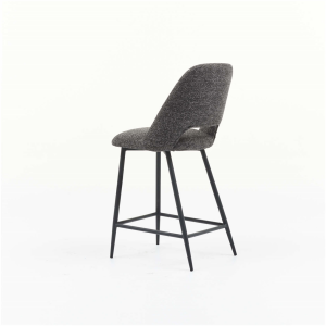 Barstoel, zithoogte 65 cm, antracietkleurige microvezel, met vast onderstel in mat zwart metaal Barstoel, zithoogte 65 cm, antracietkleurige microvezel, met vast onderstel in mat zwart metaal