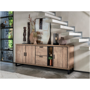 Dressoir 230 cm, massief hout, met 3 deuren en 2 nissen Dressoir 230 cm, massief hout, met 3 deuren en 2 nissen