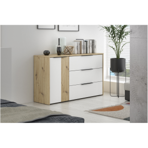 Salontafel 110 cm, massief eik en zwart metaal