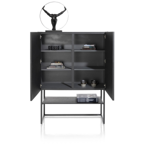 Highboard 120 cm, castle black, met carving-reliëf op 2 deuren Highboard 120 cm, castle black, met carving-reliëf op 2 deuren