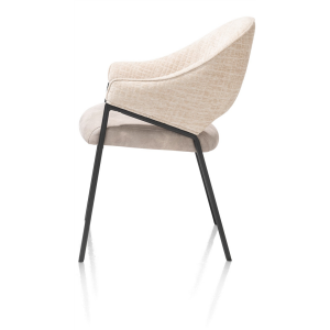 Armstoel, crรจme stofbekleding, met houten frame Armstoel, crรจme stofbekleding, met houten frame