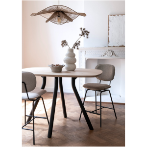 Bartafel 160 x 100 cm, natuurlijk hout, met centrale zwarte poot Bartafel 160 x 100 cm, natuurlijk hout, met centrale zwarte poot