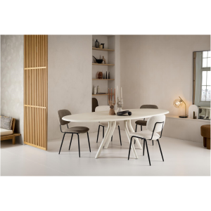 Eettafel 270 x 120 cm, Nebbia-afwerking, met centrale poot Eettafel 270 x 120 cm, Nebbia-afwerking, met centrale poot