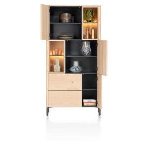 Bergkast 95 cm, Trenton naturel hout, 3 deuren en 2 lades Bergkast 95 cm, Trenton naturel hout, 3 deuren en 2 lades