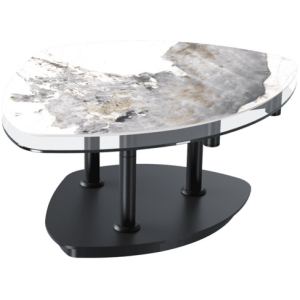 Salontafel 88/146 x 42 x 75 cm, keramiek met marmerlook Calcatta, mat zwart stalen onderstel, uitschuifbaar Salontafel 88/146 x 42 x 75 cm, keramiek met marmerlook Calcatta, mat zwart stalen onderstel, uitschuifbaar