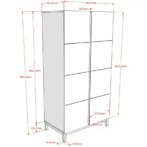 Armoire 98,5 cm, 2 portes, bois de hêtre blanc Armoire 98,5 cm, 2 portes, bois de hêtre blanc
