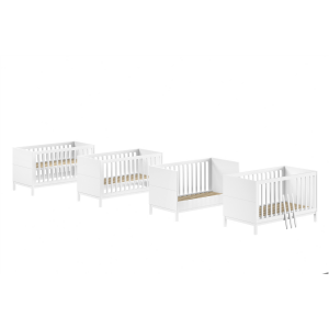 Lit bébé/évolutif 70 x 140 cm, hêtre blanc, avec sommier à lattes réglable Lit bébé/évolutif 70 x 140 cm, hêtre blanc, avec sommier à lattes réglable