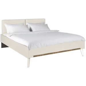 Home 36 Bed 180 x 200 cm, crème, champagnekleur, eiken uitvoering, stof