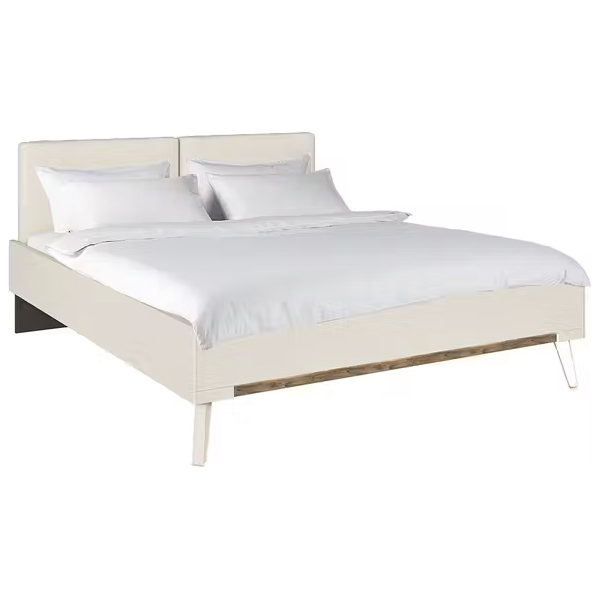 Bed 180 x 200 cm, crème, champagnekleur, eiken uitvoering, stof Bed 180 x 200 cm, crème, champagnekleur, eiken uitvoering, stof