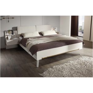 Bed 180 x 200 cm, crème, champagnekleur, eiken uitvoering, stof Bed 180 x 200 cm, crème, champagnekleur, eiken uitvoering, stof