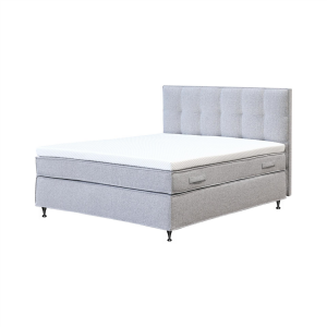 Home 40 Boxspring 180 cm, asgrijze stof, pocketveren, traagschuimtopper
