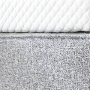 Boxspring 180 cm, asgrijze stof, pocketveren, traagschuimtopper Boxspring 180 cm, asgrijze stof, pocketveren, traagschuimtopper
