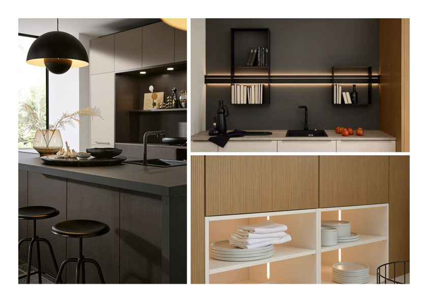 Moderne keukens in driedimensionale designs