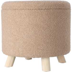 Pouf de rangement 40 cm, tissu teddy beige
