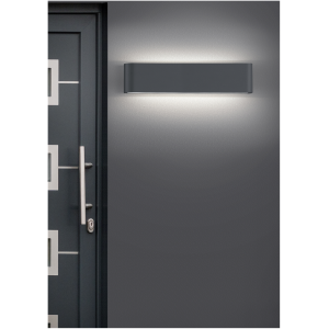 Wandlamp 46,5 cm, antracietkleurig gegoten aluminium, met 2 LED-lampen Wandlamp 46,5 cm, antracietkleurig gegoten aluminium, met 2 LED-lampen