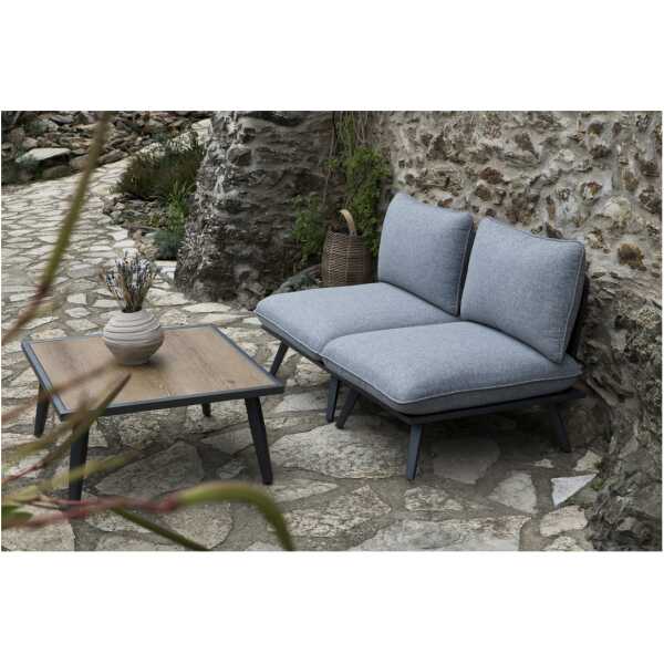 Loungeset Antao, 2 fauteuils en salontafel, grijs aluminium Loungeset Antao, 2 fauteuils en salontafel, grijs aluminium